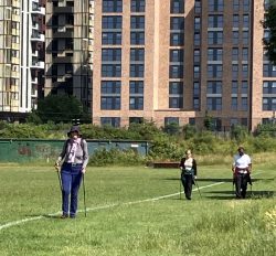 Nordic walking in London park